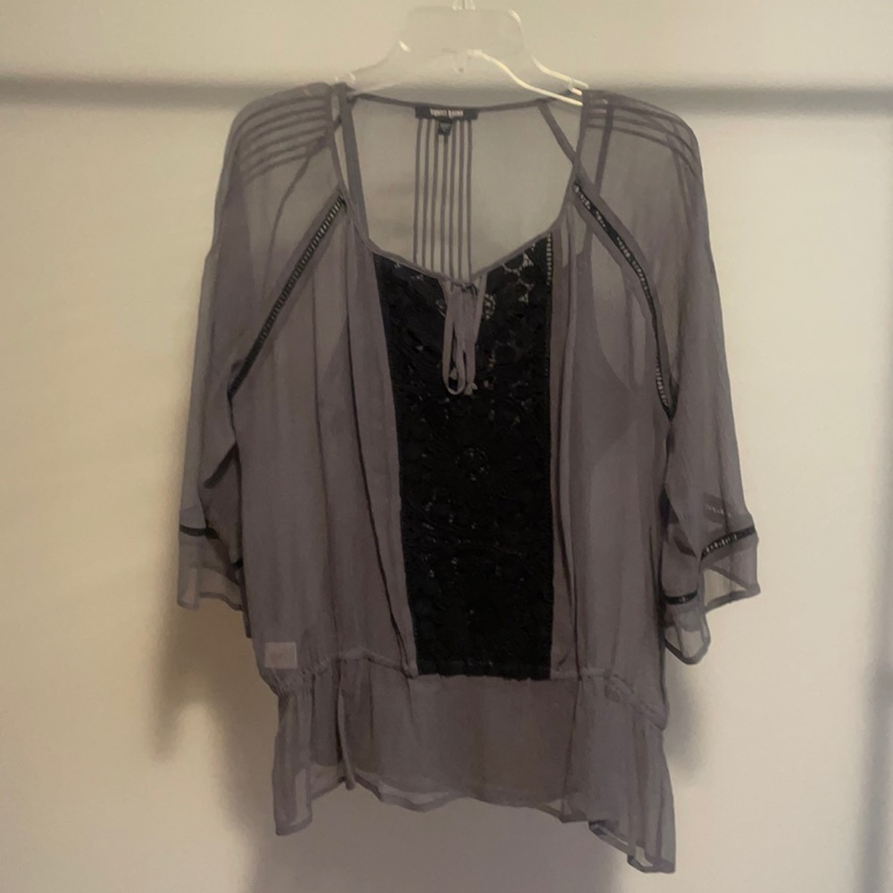 DANIEL RAINN Grey Crochet Blouse